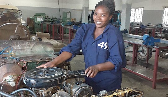 Many students get to practice on older vehicles. Although the engines may be different, the practice remains the same.