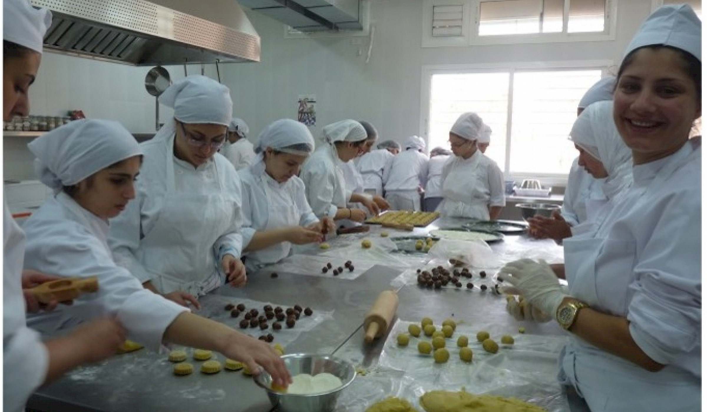 Students preparing Ma'moul, a typical Lebanese pastries during their 400-hour long internship period. Through the internship period, the student have the chance to enhance their skills in real working environment.